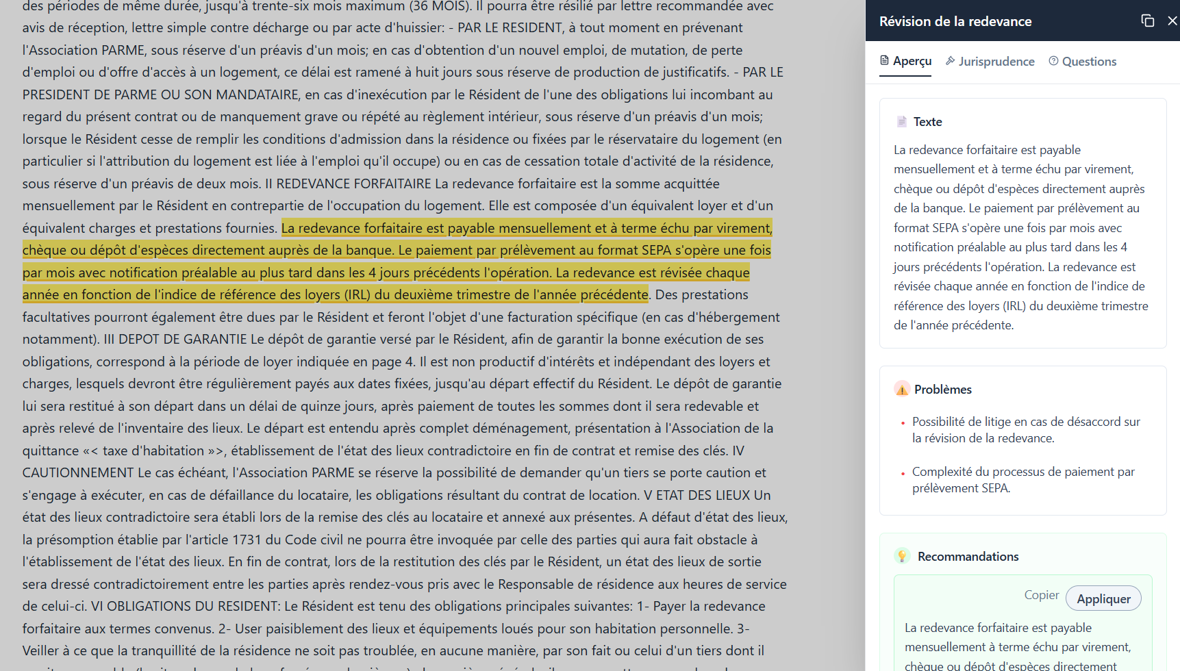 Surlignage clause - Outil analyse contrat